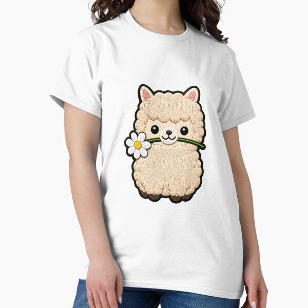 Cute Alpaca Holding a Flower Embroidery Patch