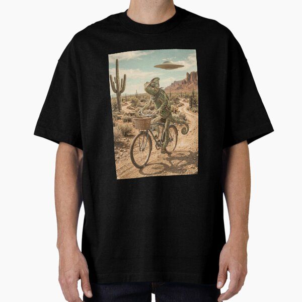 Chameleon Riding Bike Wild West Western UFO Animal Lover