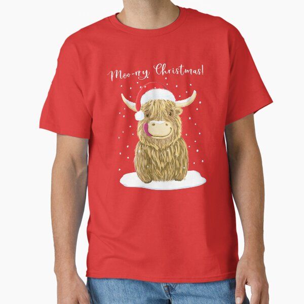 Scottish Highland Cow, Moo-rry Christmas Wee Hamish