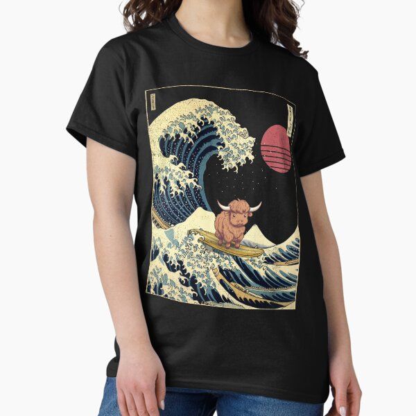 Highland Cow Kanagawa Japanese Surfing Wave