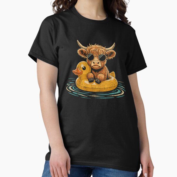 Retro Highland Cow Duck Float Summer Pool Animal