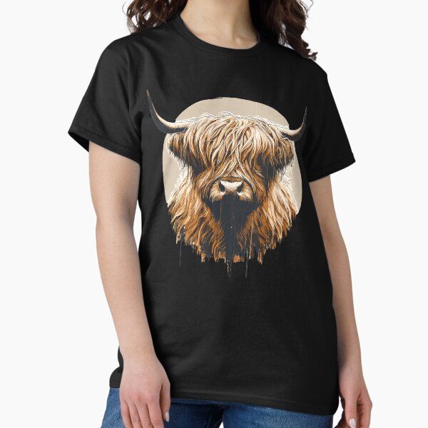 Funny vintage scottish highland cow heilan coo