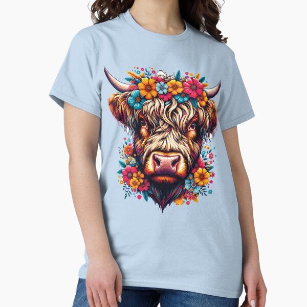 Floral Scottish Highland Cow Cattle Farm Hairy Cowgirl