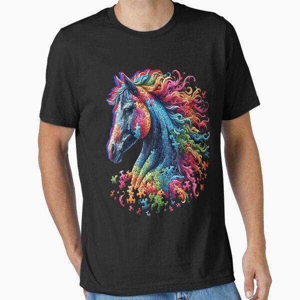Autism Awareness Different Horses, puzzle pieces horse design