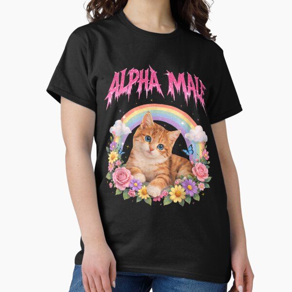 Alpha Male Funny Kitten Rainbow Floral